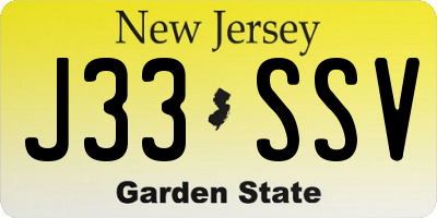NJ license plate J33SSV