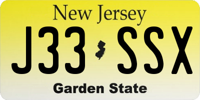 NJ license plate J33SSX