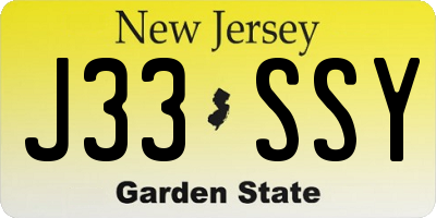 NJ license plate J33SSY