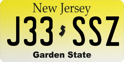 NJ license plate J33SSZ