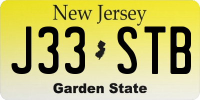 NJ license plate J33STB