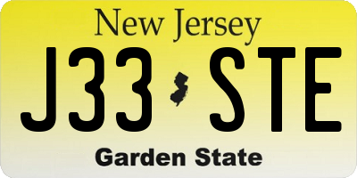 NJ license plate J33STE