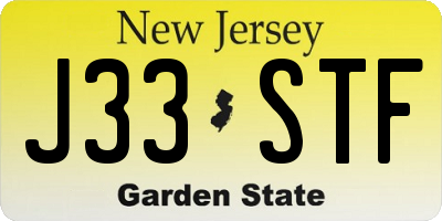 NJ license plate J33STF