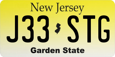 NJ license plate J33STG