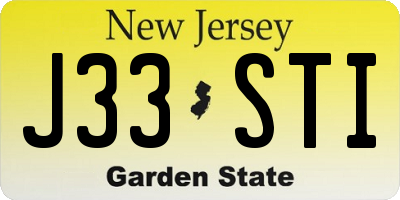 NJ license plate J33STI