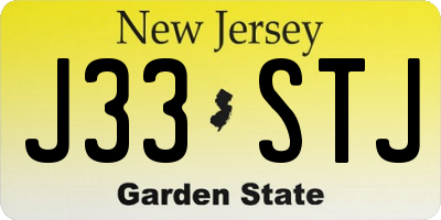 NJ license plate J33STJ