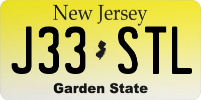 NJ license plate J33STL