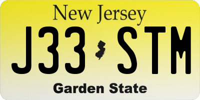 NJ license plate J33STM