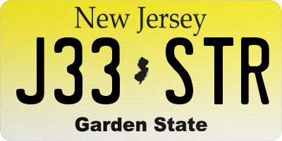 NJ license plate J33STR