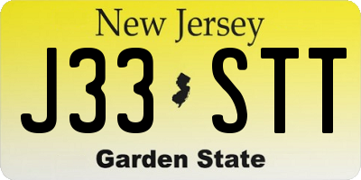 NJ license plate J33STT