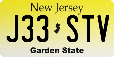 NJ license plate J33STV
