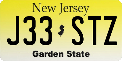 NJ license plate J33STZ