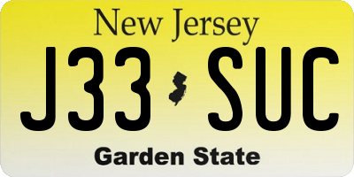 NJ license plate J33SUC