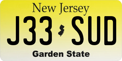 NJ license plate J33SUD