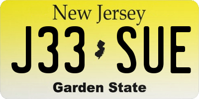 NJ license plate J33SUE