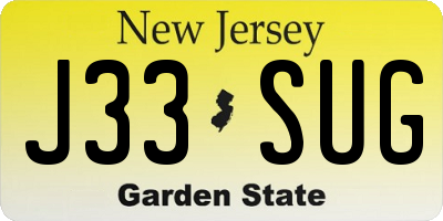 NJ license plate J33SUG
