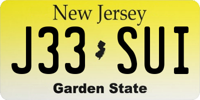 NJ license plate J33SUI