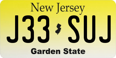 NJ license plate J33SUJ
