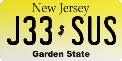 NJ license plate J33SUS