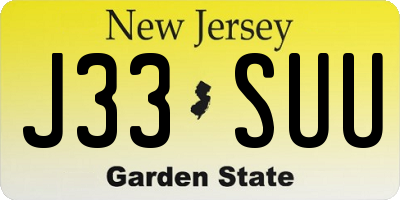 NJ license plate J33SUU