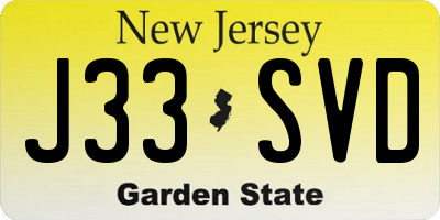 NJ license plate J33SVD