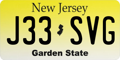 NJ license plate J33SVG