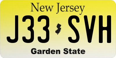 NJ license plate J33SVH
