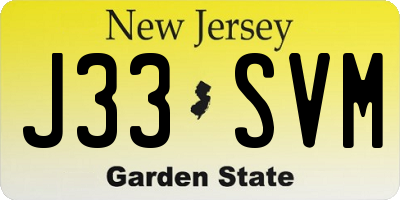 NJ license plate J33SVM