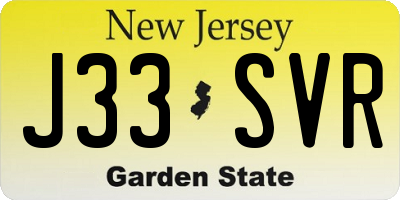 NJ license plate J33SVR