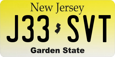 NJ license plate J33SVT