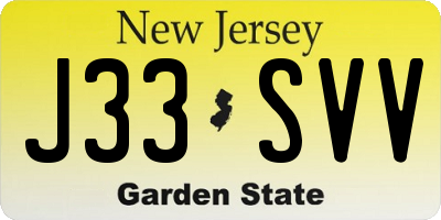 NJ license plate J33SVV