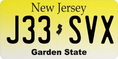 NJ license plate J33SVX