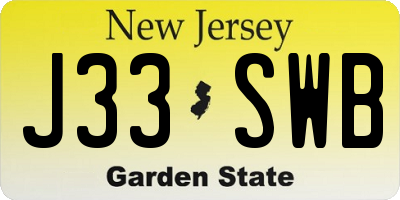 NJ license plate J33SWB
