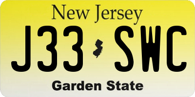 NJ license plate J33SWC
