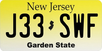 NJ license plate J33SWF