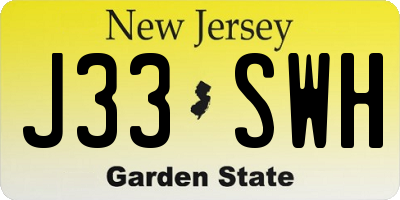 NJ license plate J33SWH