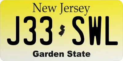 NJ license plate J33SWL