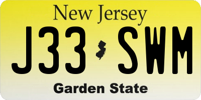 NJ license plate J33SWM