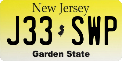 NJ license plate J33SWP