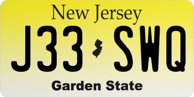 NJ license plate J33SWQ