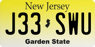 NJ license plate J33SWU