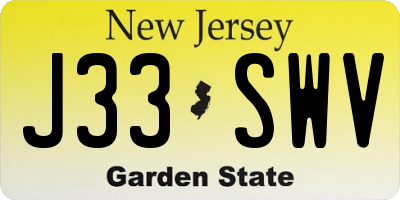 NJ license plate J33SWV