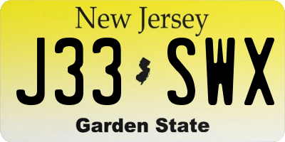 NJ license plate J33SWX