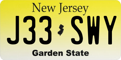 NJ license plate J33SWY