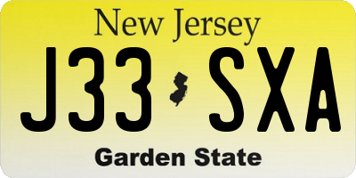 NJ license plate J33SXA