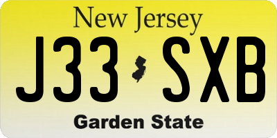 NJ license plate J33SXB