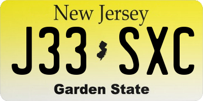 NJ license plate J33SXC