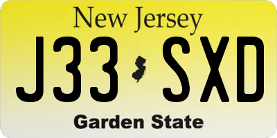 NJ license plate J33SXD