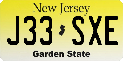 NJ license plate J33SXE