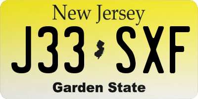NJ license plate J33SXF